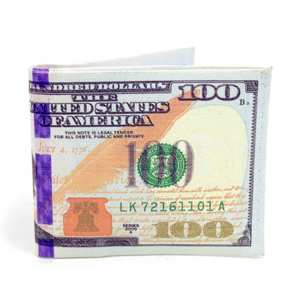 Hundred Dollar Wallet $100 Bill Print- Bi-Fold Style - Picture 8 of 10